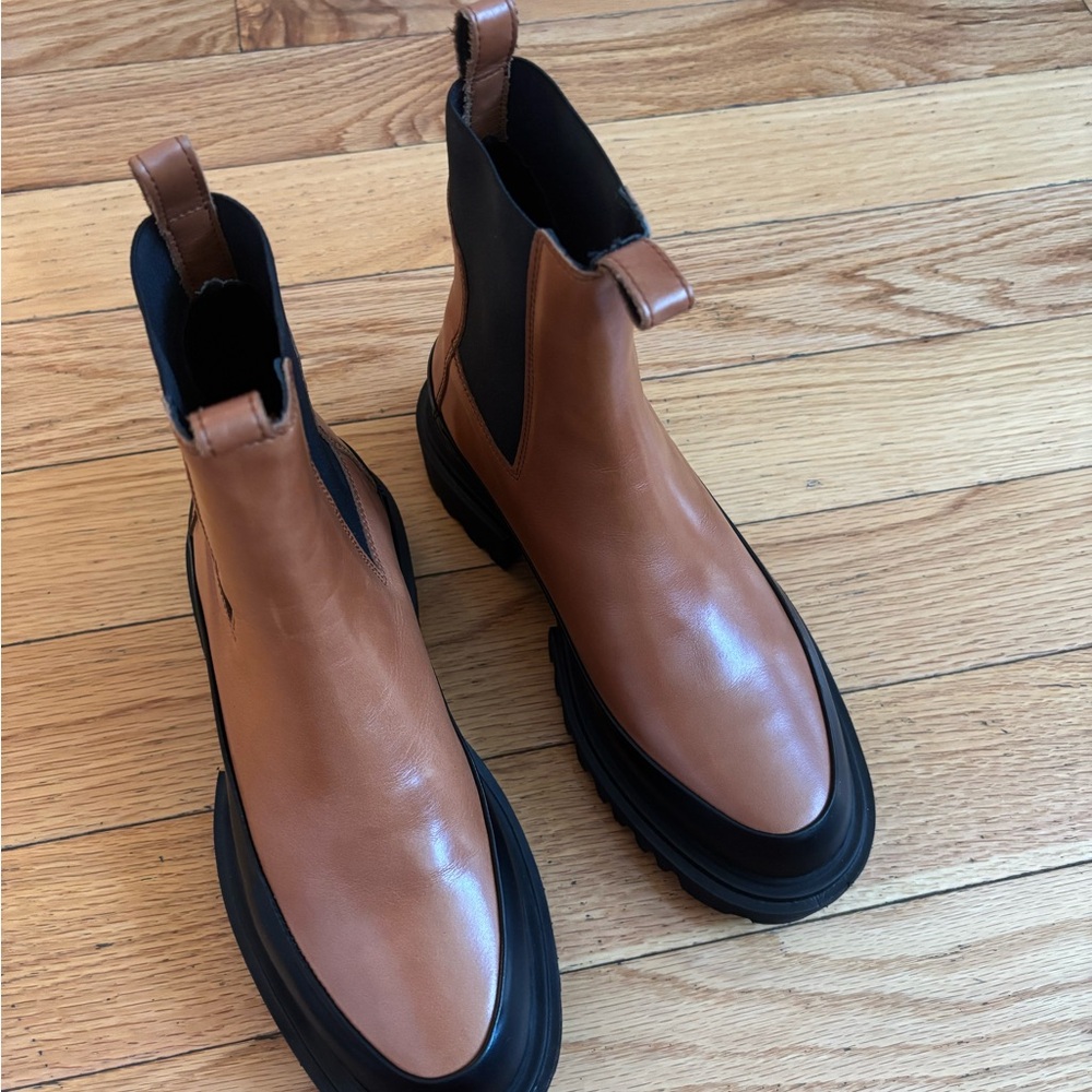All Saints Tan Leather Ankle Boots